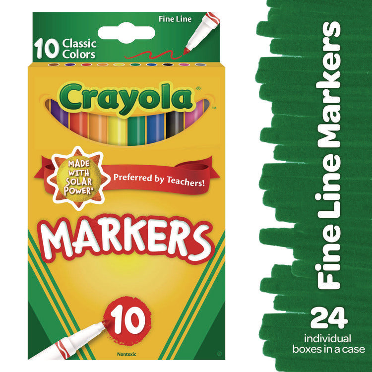 NON-WASHABLE MARKER, FINE BULLET TIP, ASSORTED CLASSIC COLORS, 10/PACK
