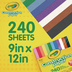 Construction Paper, 9 x 12, Assorted Colors, 240 Sheets/Pack