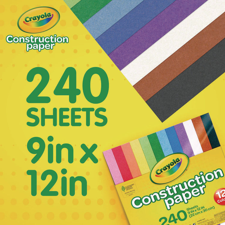 Construction Paper, 9 x 12, Assorted Colors, 240 Sheets/Pack