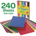 Construction Paper, 9 x 12, Assorted Colors, 240 Sheets/Pack