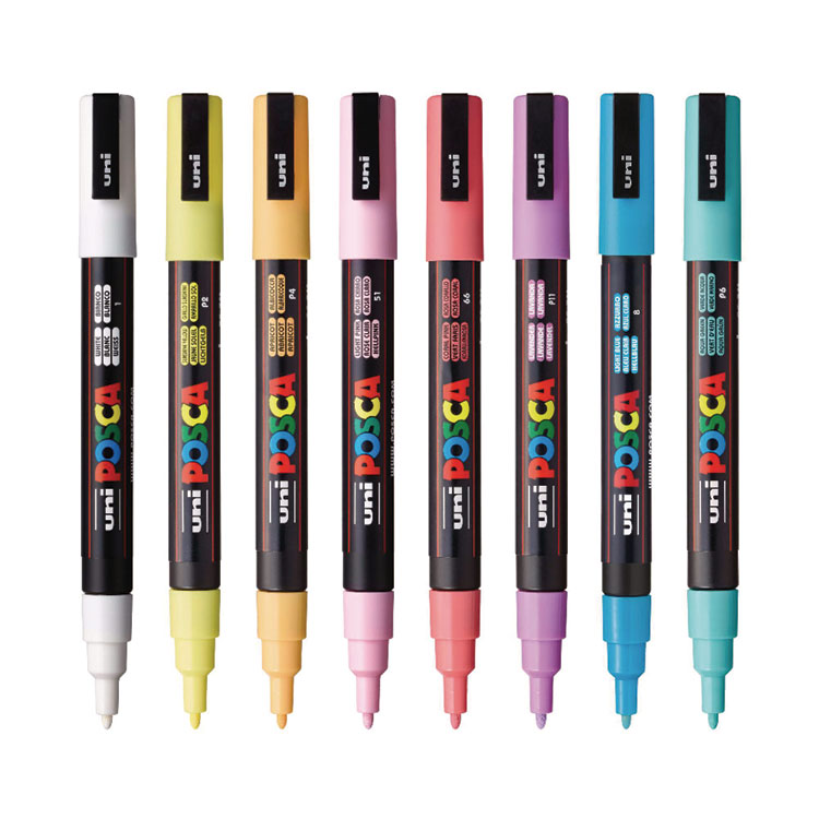 Water-Based Paint Markers, Fine Bullet Tip, 0.9 mm/1.3 mm, Assorted Colors, 8/Set