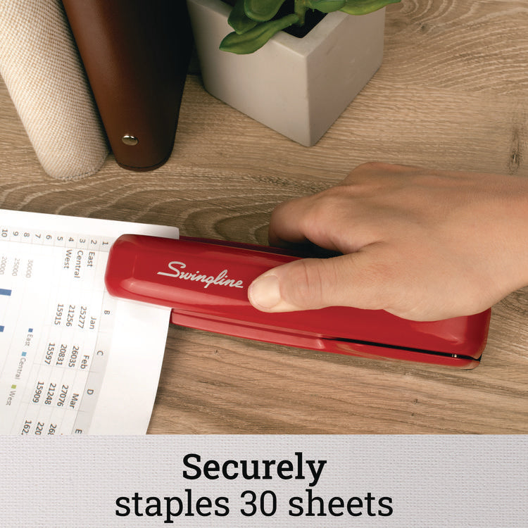 747 Business Full Strip Desk Stapler, 30-Sheet Capacity, Rio Red
