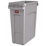 Slim Jim Waste Container with Handles, 16 gal, Plastic, Light Gray