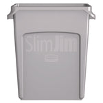 Slim Jim Waste Container with Handles, 16 gal, Plastic, Light Gray