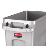 Slim Jim Waste Container with Handles, 16 gal, Plastic, Light Gray