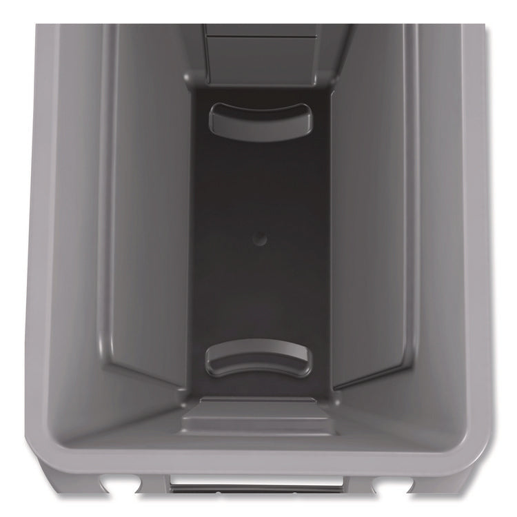 Slim Jim Waste Container with Handles, 16 gal, Plastic, Light Gray
