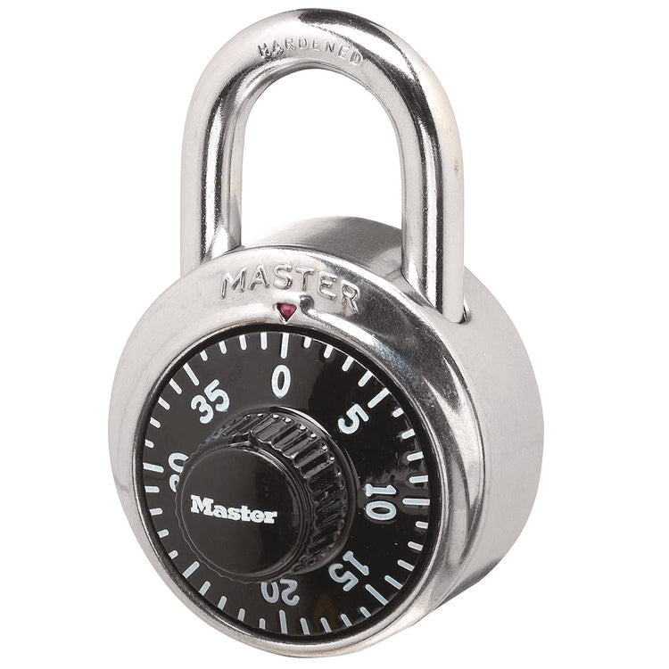 Combination Lock, Stainless Steel, 1.87" Wide, Silver/Black, 2/Pack
