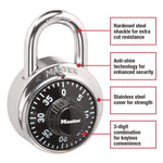 Combination Lock, Stainless Steel, 1.87" Wide, Silver/Black, 2/Pack