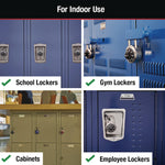 Combination Lock, Stainless Steel, 1.87" Wide, Silver/Black, 2/Pack