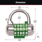 Password Plus Combination Lock, Hardened Steel Shackle, 2.5" Wide, Chrome/Assorted