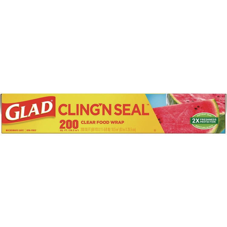 Cling'N Seal Plastic Food Wrap, 200 sq ft, 12 Rolls/Carton