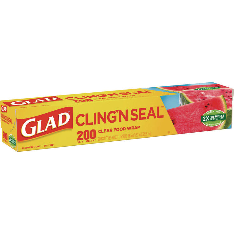 Cling'N Seal Plastic Food Wrap, 200 sq ft, 12 Rolls/Carton