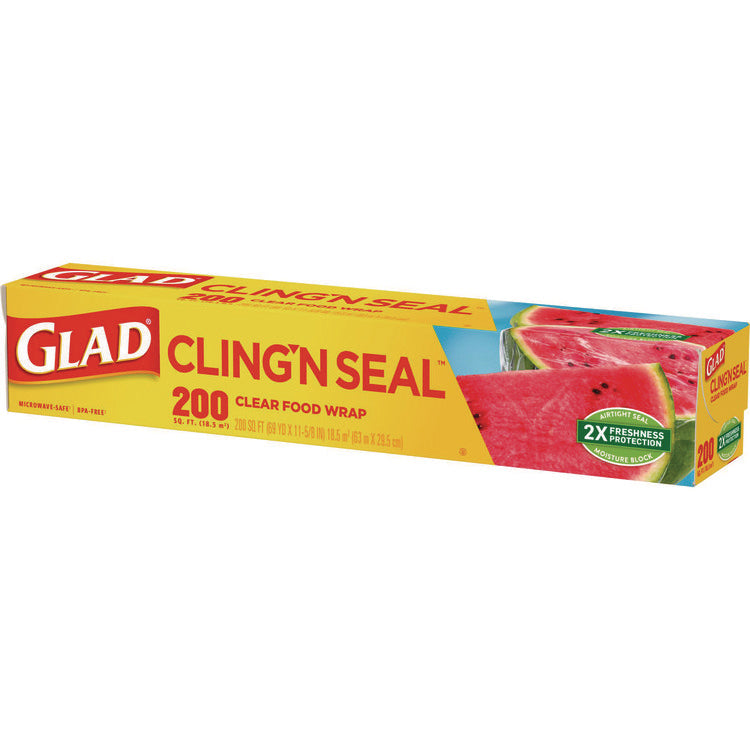 Cling'N Seal Plastic Food Wrap, 200 sq ft, 12 Rolls/Carton