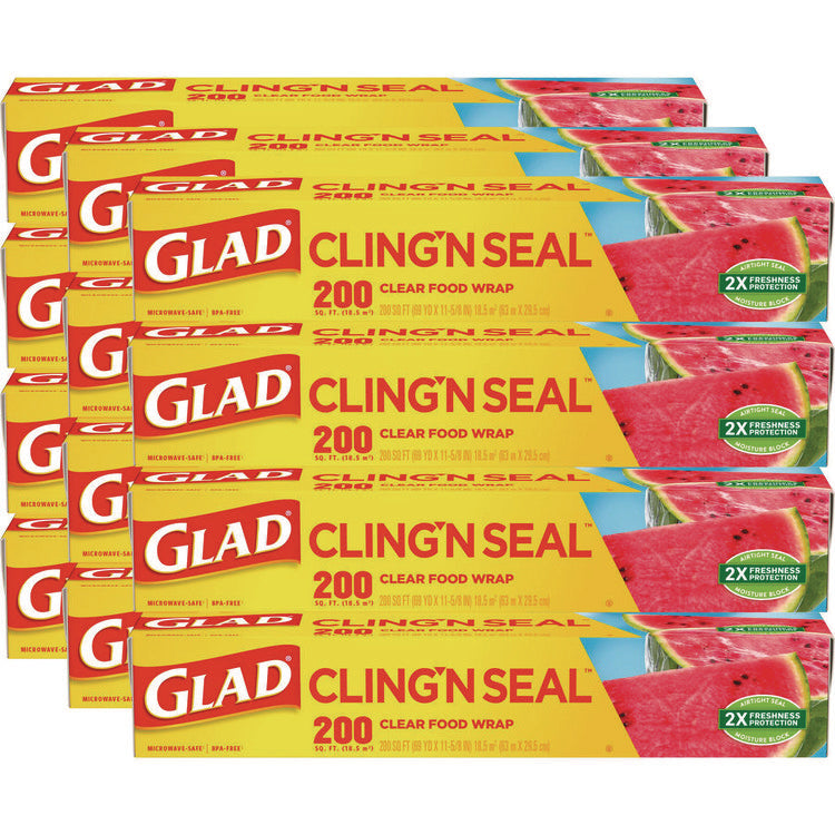 Cling'N Seal Plastic Food Wrap, 200 sq ft, 12 Rolls/Carton