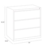 Lateral File, 3 Legal/Letter-Size File Drawers, Light Gray, 30" x 18.62" x 40.25"