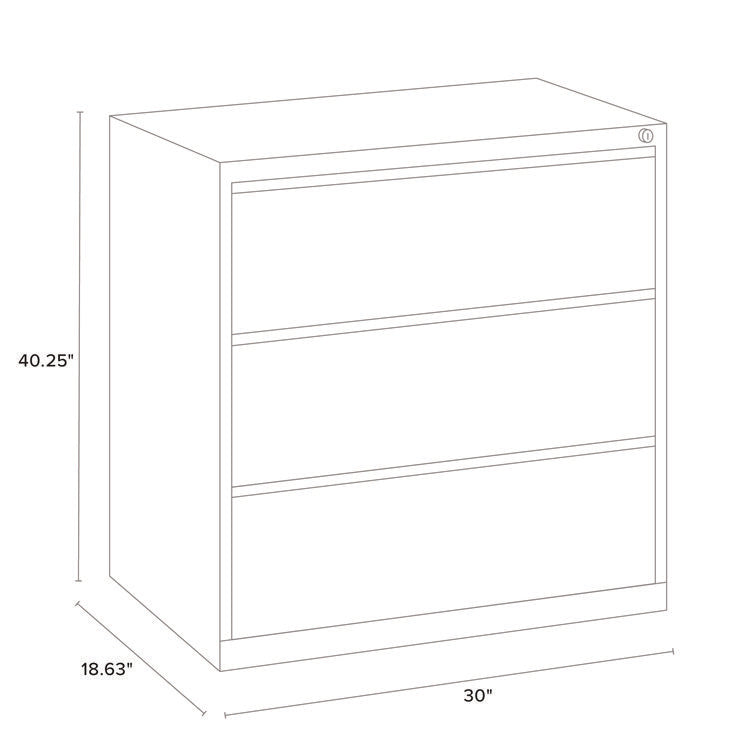Lateral File, 3 Legal/Letter-Size File Drawers, Light Gray, 30" x 18.62" x 40.25"