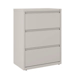 Lateral File, 3 Legal/Letter-Size File Drawers, Light Gray, 30" x 18.62" x 40.25"