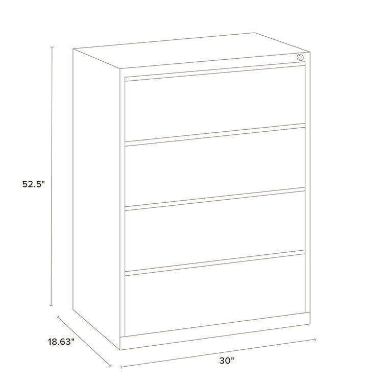 Lateral File, 4 Legal/Letter-Size File Drawers, Light Gray, 30" x 18.62" x 52.5"