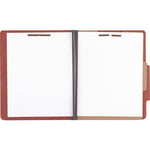 Pressboard Classification Folders, 2" Expansion, 1 Divider, 4 Fasteners, Letter Size, Earth Red Exterior, 10/Box