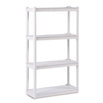 Rough n Ready Open Storage System, Four-Shelf, Injection-Molded Polypropylene, 32w x 13d x 54h, Platinum