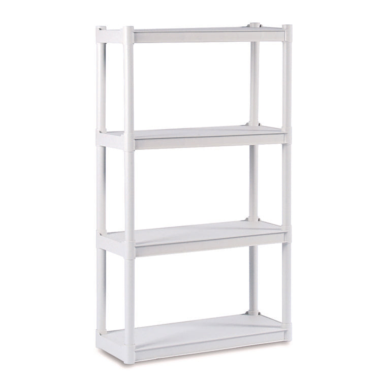 Rough n Ready Open Storage System, Four-Shelf, Injection-Molded Polypropylene, 32w x 13d x 54h, Platinum