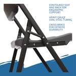 Rough n Ready Commercial Folding Chair, Supports Up to 350 lb, 15.25" Seat Height, Charcoal Seat, Charcoal Back, Silver Base