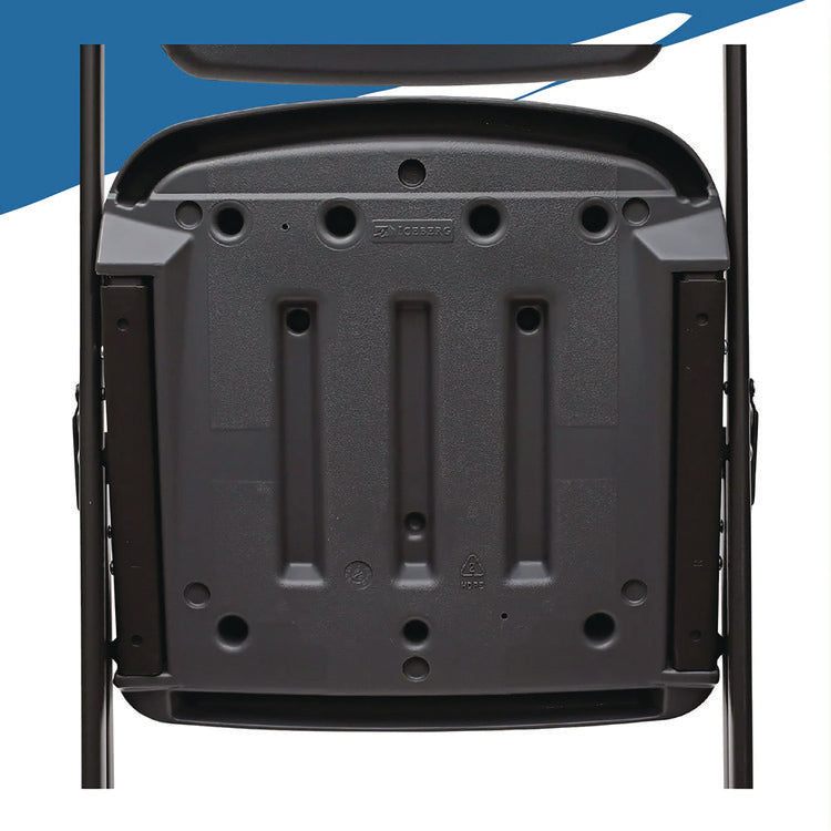 Rough n Ready Commercial Folding Chair, Supports Up to 350 lb, 15.25" Seat Height, Charcoal Seat, Charcoal Back, Silver Base