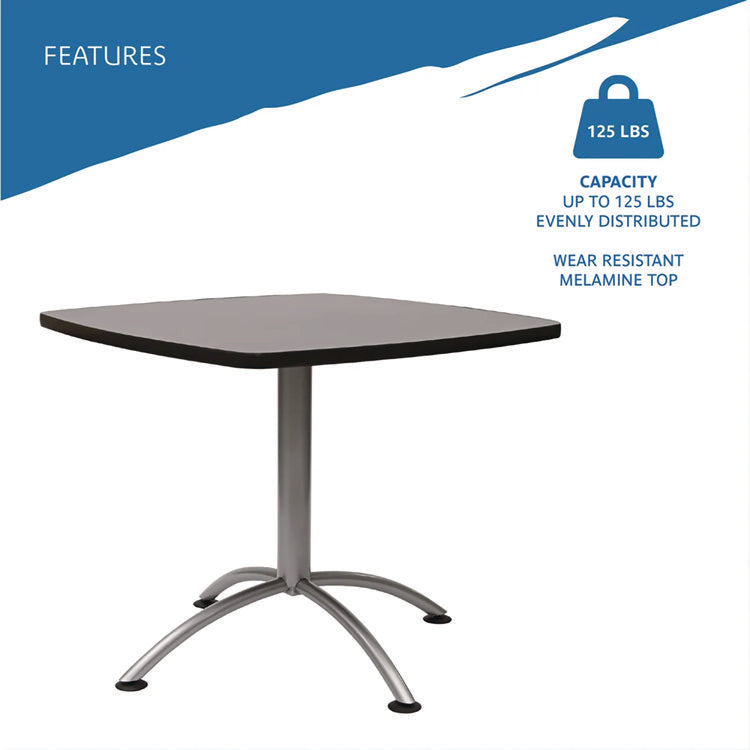 CafeWorks Cafe-Height Table, Square, 36" x 36" x 30", Graphite Granite/Silver