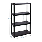 Rough n Ready Open Storage System, Four-Shelf, Injection-Molded Polypropylene, 32w x 13d x 54h, Black