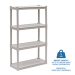 Rough n Ready Open Storage System, Four-Shelf, Injection-Molded Polypropylene, 32w x 13d x 54h, Platinum