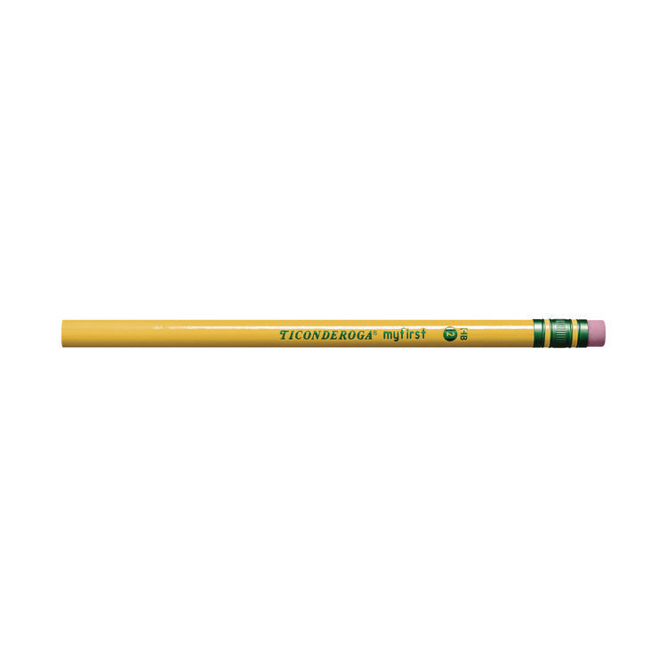 Ticonderoga Beginners Woodcase Pencil with Eraser and Microban, HB (#2), Black Lead, Yellow Barrel, 12/Pack