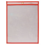 Reusable Dry Erase Pockets, Super Heavy-Duty, Top Load 9 x 12 Insert, Clear Front, Neon Red Border, 30/Pack