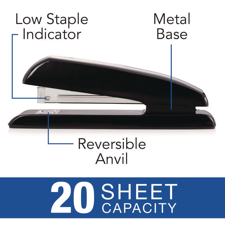 Durable Full Strip Desk Stapler, 25-Sheet Capacity, Black