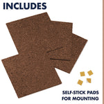 Cork Panels, 12" x 0.38" x 12", Brown, 4/Pack