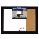 Home Decor Combo Magnetic Dry Erase/Bulletin Board, 23" x 17", Tan/White Surface, Black Wood Frame