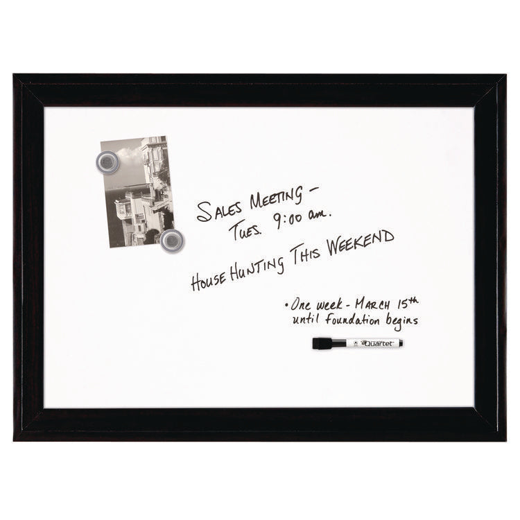 Home Decor Magnetic Dry Erase Board, 23" x 17", White Surface, Black Wood Frame