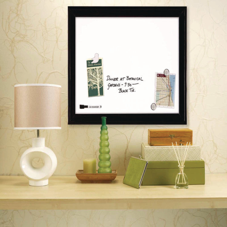Home Decor Magnetic Dry Erase Board, 23" x 17", White Surface, Black Wood Frame
