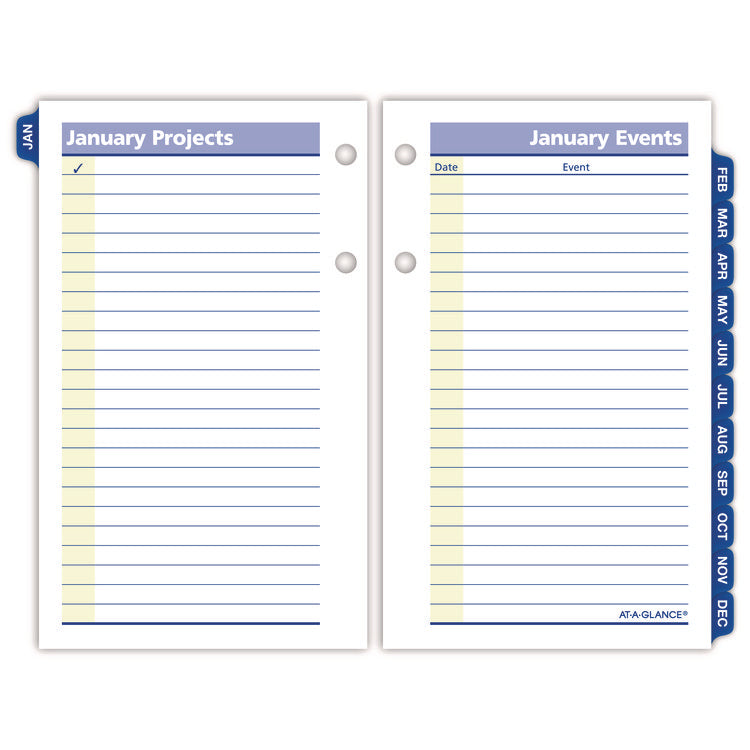 QuickNotes Desk Calendar Refill, 3.5 x 6, White/Yellow/Blue Sheets, 12-Month (Jan to Dec): 2025