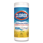 Disinfecting Wipes, Bleach Free Cleaning Wipes, 1-Ply, 7 x 8, Crisp Lemon, White, 35/Canister
