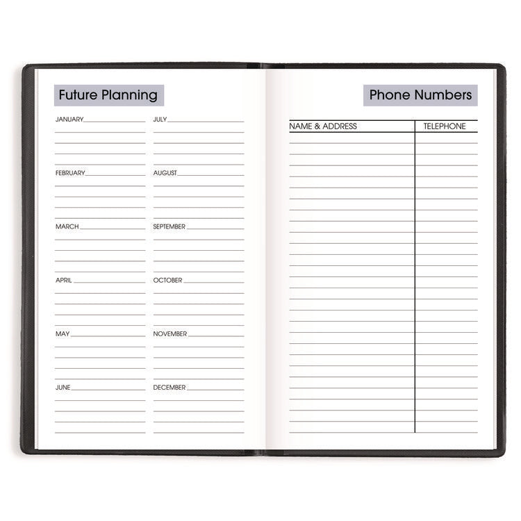 DayMinder Weekly Pocket Planner, 6 x 3.5, Black Cover, 12-Month (Jan to Dec): 2025