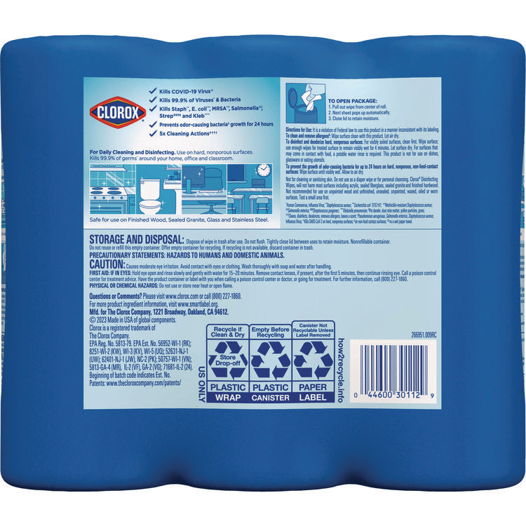 Disinfecting Wipes, 1-Ply, 7 x 8, Fresh Scent/Citrus Blend, White, 35/Canister, 3 Canisters/Pack