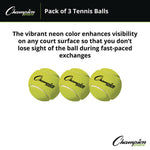 Tennis Balls, 2.5" Diameter, Yellow, 3/pack