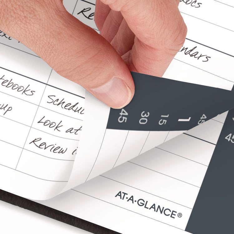 Daily Appointment Book with 15-Minute Appointments, One Day/Page: Mon to Sun, 8 x 5, Black Cover, 12-Month (Jan to Dec): 2025