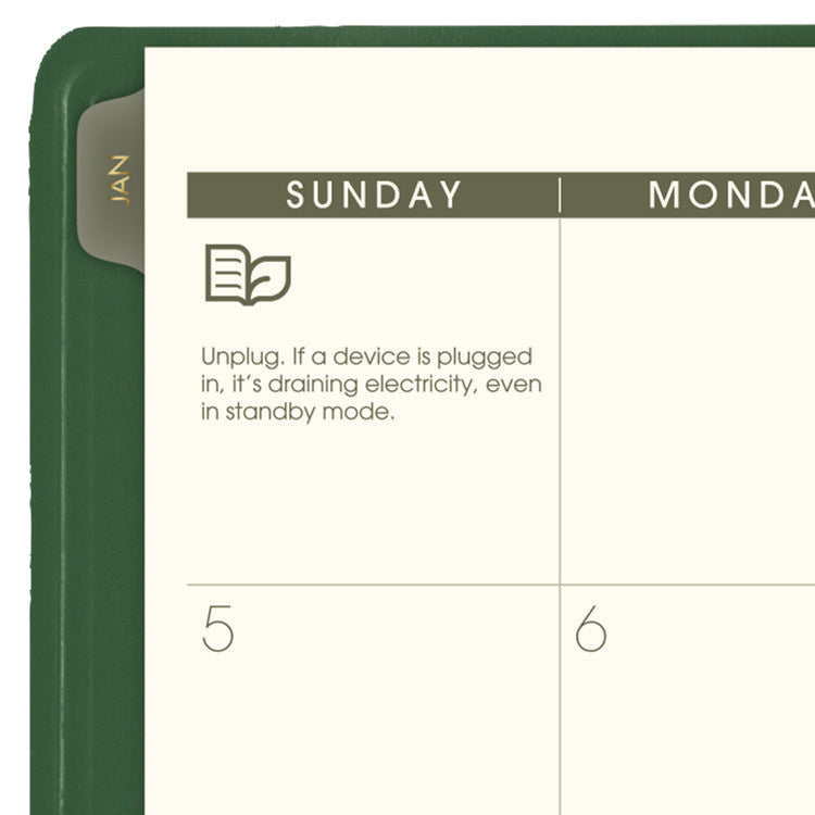 Recycled Monthly Planner, 11 x 9, Green Cover, 13-Month: Jan 2025 to Jan 2026