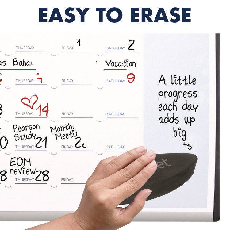 ARC Frame Cubicle Board, Monthly Planning/Scheduling Calendar, 30" x 18", White Magnetic Surface, Satin Aluminum Frame