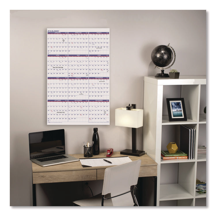Yearly Wall Calendar, 24 x 36, White Sheets, 12-Month (Jan to Dec): 2025