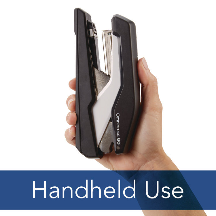 Omnipress So60 Heavy-Duty Full Strip Stapler, 60-Sheet Capacity, Black/gray