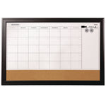 Magnetic Combination Board Calendar, Monthly Planning/Scheduling, 35" x 23", Tan/White Surface, Black Wood Frame