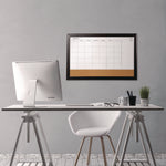 Magnetic Combination Board Calendar, Monthly Planning/Scheduling, 35" x 23", Tan/White Surface, Black Wood Frame