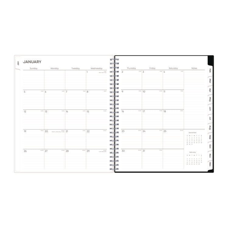Analeis Monthly Planner, Floral Artwork, 10 x 8, White/Black/Coral Cover, 12-Month (Jan to Dec): 2025